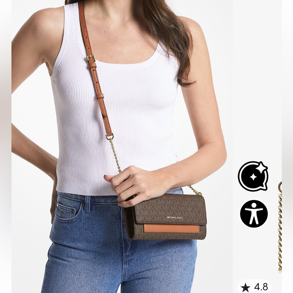Michael Kors Jet Set Medium Logo 2-in-1 Convertible Crossbody Bag BrownAcorn NWT